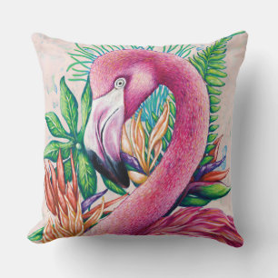 Flamingo Cute Tropical Pink Throw Pillow