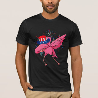 flamingo dabbing for 7th of july america T-Shirt