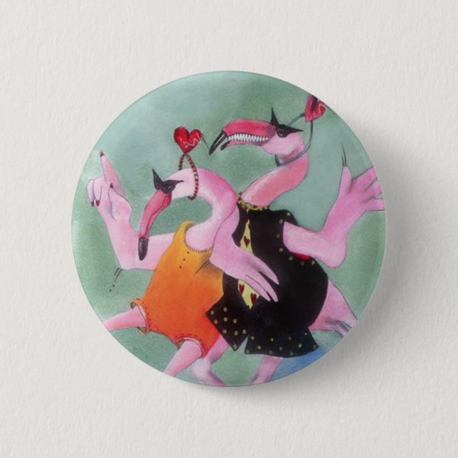 Flamingo Dance 2 Inch Round Button (Front)