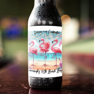Flamingo Dance and Birthday Celebrate Party  Beer Bottle Label