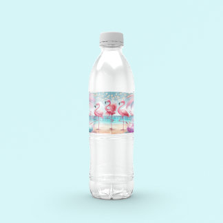 Flamingo Dance and Birthday Celebration Party  Water Bottle Label