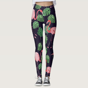 Flamingo Dark: Small Watercolor Pattern. Leggings