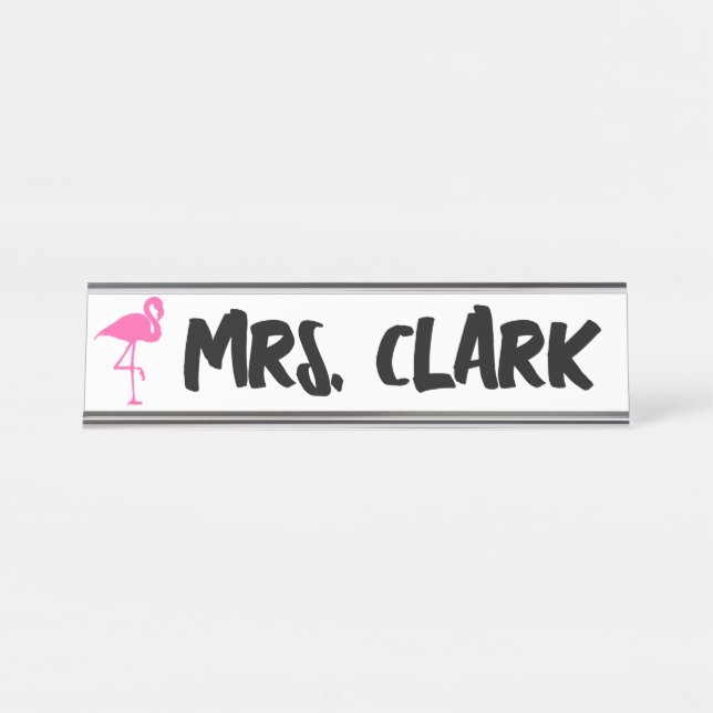 FLAMINGO DESK Custom Teacher Name Plate (Front)