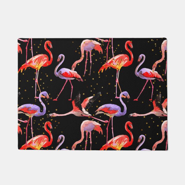 Flamingo Door Mat Colourful Birds (Front)
