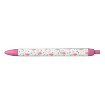Flamingo Dot Print Black Ink Pen