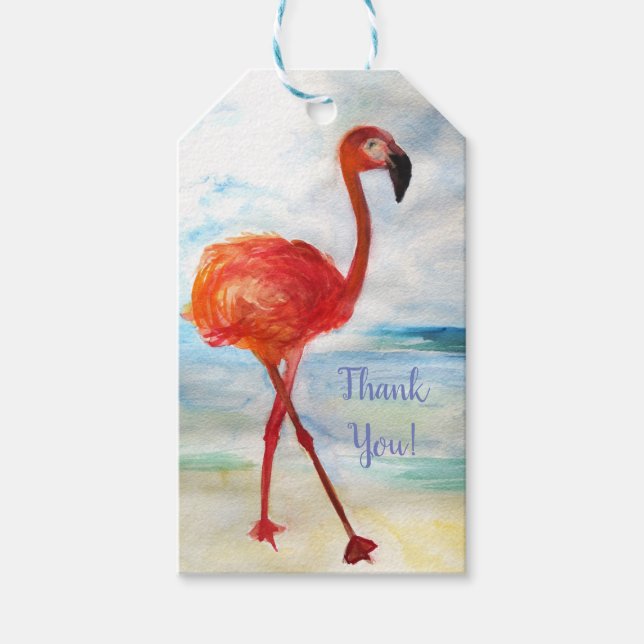 Flamingo Drawing  Custom Gift Tags (Front)