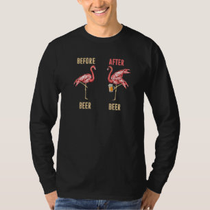 Flamingo Drinking Beer For Women Men Bird Animal T-Shirt