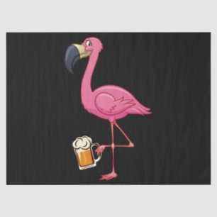 Flamingo Drinking Beer - Funny Pink Flamingo Tissue Paper