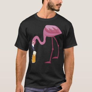 Flamingo Drinking Beer Summer Beer Gag T-Shirt