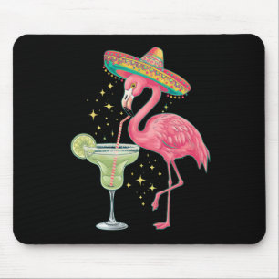 Flamingo Drinking Margarita Funny Mexican Poncho Mouse Pad