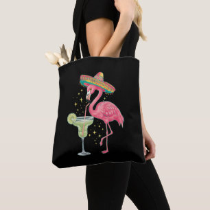 Flamingo Drinking Margarita Funny Mexican Poncho Tote Bag