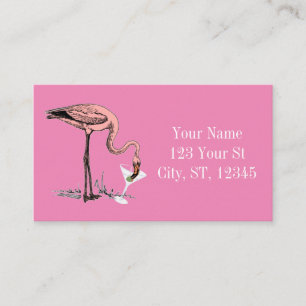 Flamingo Drinking Martini Thunder_Cove Business Card