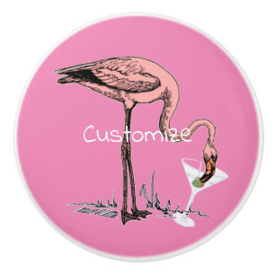 Flamingo Drinking Martini Thunder_Cove Ceramic Knob