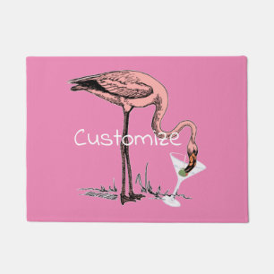 Flamingo Drinking Martini Thunder_Cove Doormat