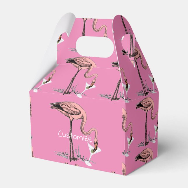 Flamingo Drinking Martini Thunder_Cove Favor Box (Front Side)