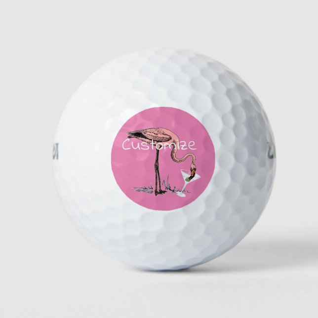 Flamingo Drinking Martini Thunder_Cove  Golf Balls (Front)