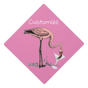 Flamingo Drinking Martini Thunder_Cove Graduation Cap Topper