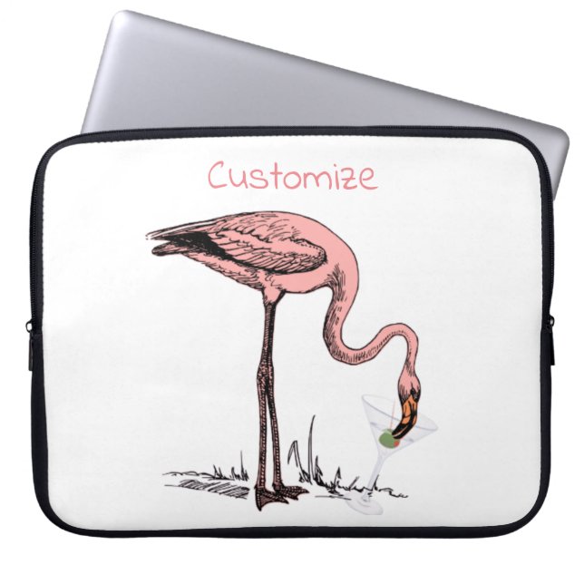 Flamingo Drinking Martini Thunder_Cove  Laptop Sleeve (Front)