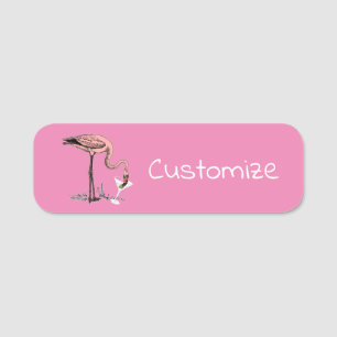 Flamingo Drinking Martini Thunder_Cove Name Tag