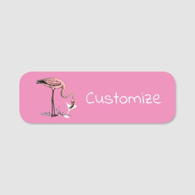 Flamingo Drinking Martini Thunder_Cove Name Tag (Front)