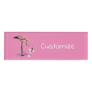 Flamingo Drinking Martini Thunder_Cove  Name Tag