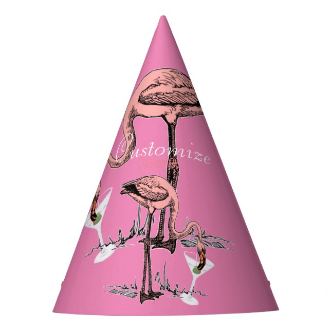 Flamingo Drinking Martini Thunder_Cove Party Hat (Front)