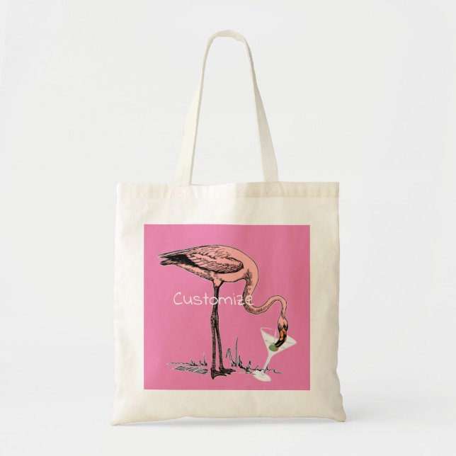 Flamingo Drinking Martini Thunder_Cove Tote Bag (Front)