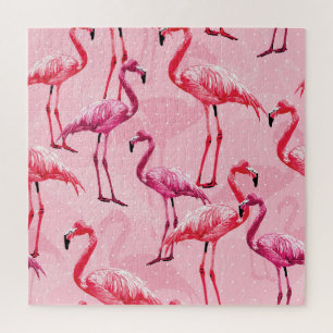 Flamingo Elegance: Pink Bird Pattern. Jigsaw Puzzle