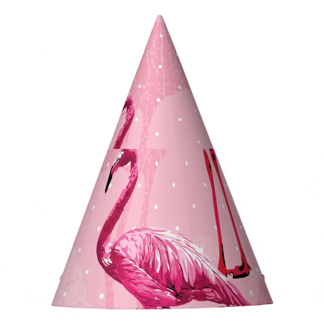 Flamingo Elegance: Pink Bird Pattern. Party Hat (Front)