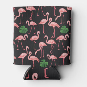 Flamingo Elegance: Vintage Monstera Fusion. Can Cooler