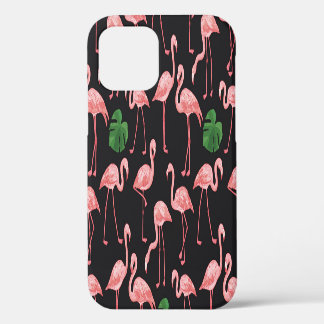 Flamingo Elegance: Vintage Monstera Fusion. iPhone 12 Case