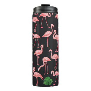 Flamingo Elegance: Vintage Monstera Fusion. Thermal Tumbler