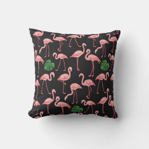 Flamingo Elegance: Vintage Monstera Fusion. Throw Pillow