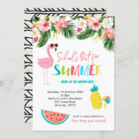 Flamingo End of school summer party Invitation
