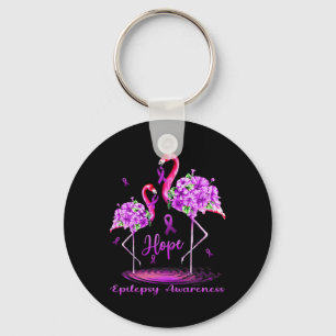 Flamingo Epilepsy Awareness  Keychain