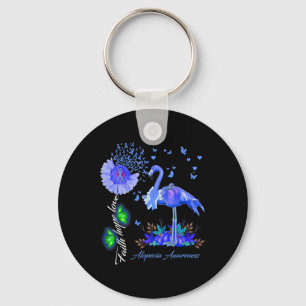 Flamingo Faith Hope Love Alopecia Awareness  Keychain