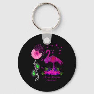 Flamingo Faith Hope Love Brain Aneurysm Awareness Keychain