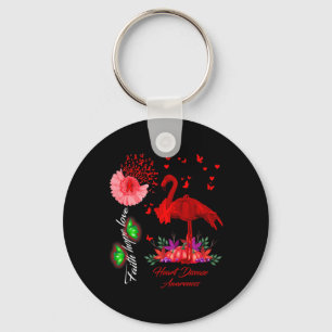 Flamingo Faith Hope Love Heart Disease Awareness Keychain
