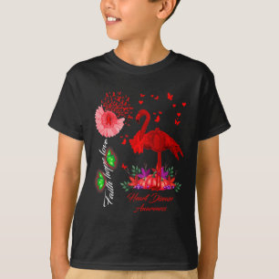 Flamingo Faith Hope Love Heart Disease Awareness T-Shirt