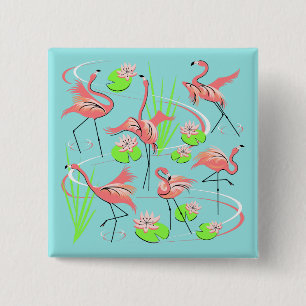 Flamingo Fandango button square