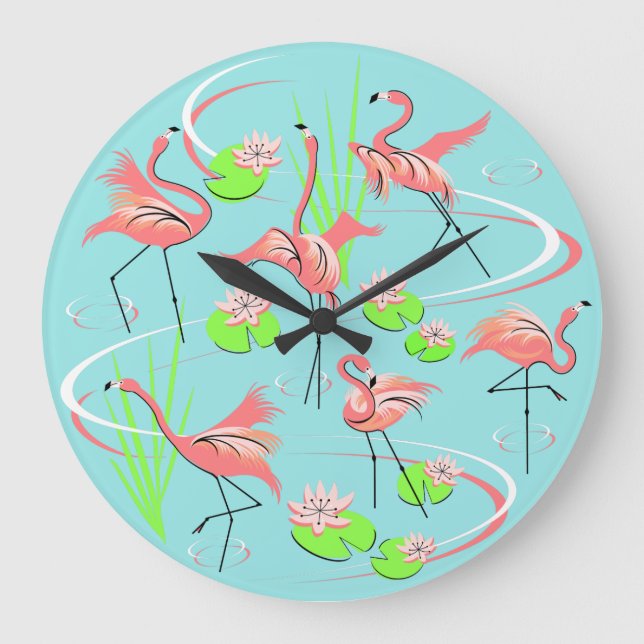 Flamingo Fandango clock round (Front)