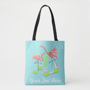 Flamingo Fandango Duo Text all over pink back Tote Bag