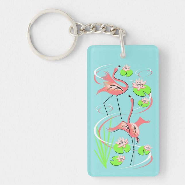 Flamingo Fandango keychain acrylic rectangle (Front)