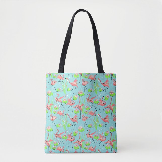 Flamingo Fandango Multi all over tote pink back Bag (Front)