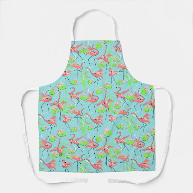 Flamingo Fandango repeat small pattern  apron (Front)