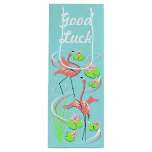 Flamingo Fandango Slim Duo Good Luck wine Gift Bag