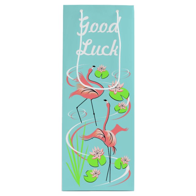 Flamingo Fandango Slim Duo Good Luck wine Wine Gift Bag (Front)