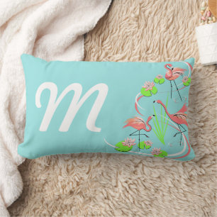 Flamingo Fandango Trio monogram lumbar Pillow