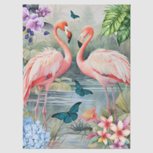 Flamingo Fantasy Florals & Butterflies Tissue Paper