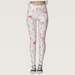 Flamingo Feathers On Polka Dots 2 Leggings